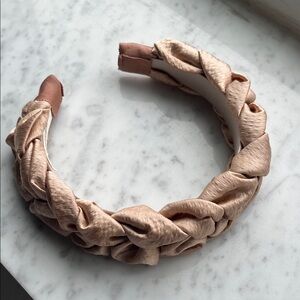 Jennifer Behr Braided Satin Headband in Blush
